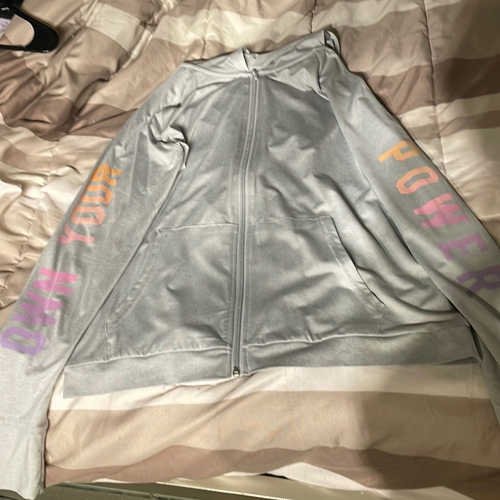 Grey, running zip up, size medium